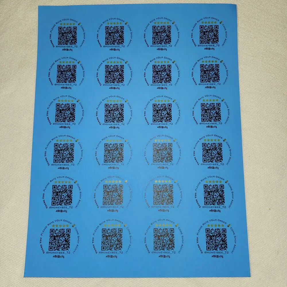 QR Labels NEON Thank You / Rate Your Order | 48 Count | Pick Color | Laser Print